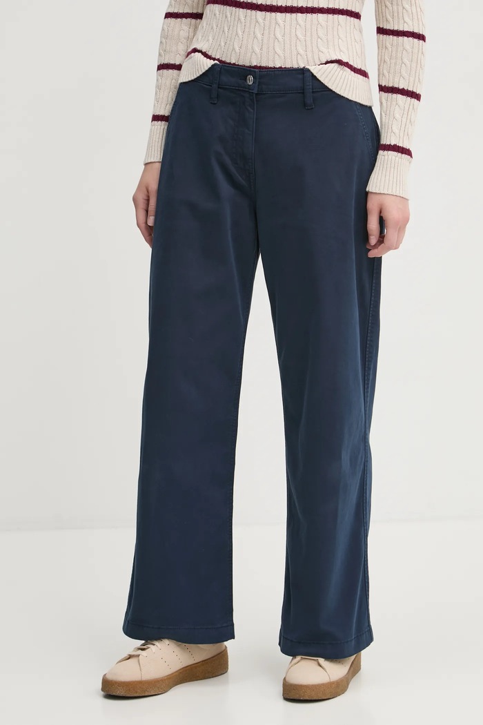 Hlače Tommy Jeans Z elastanom mornarsko modra DW0DW20181