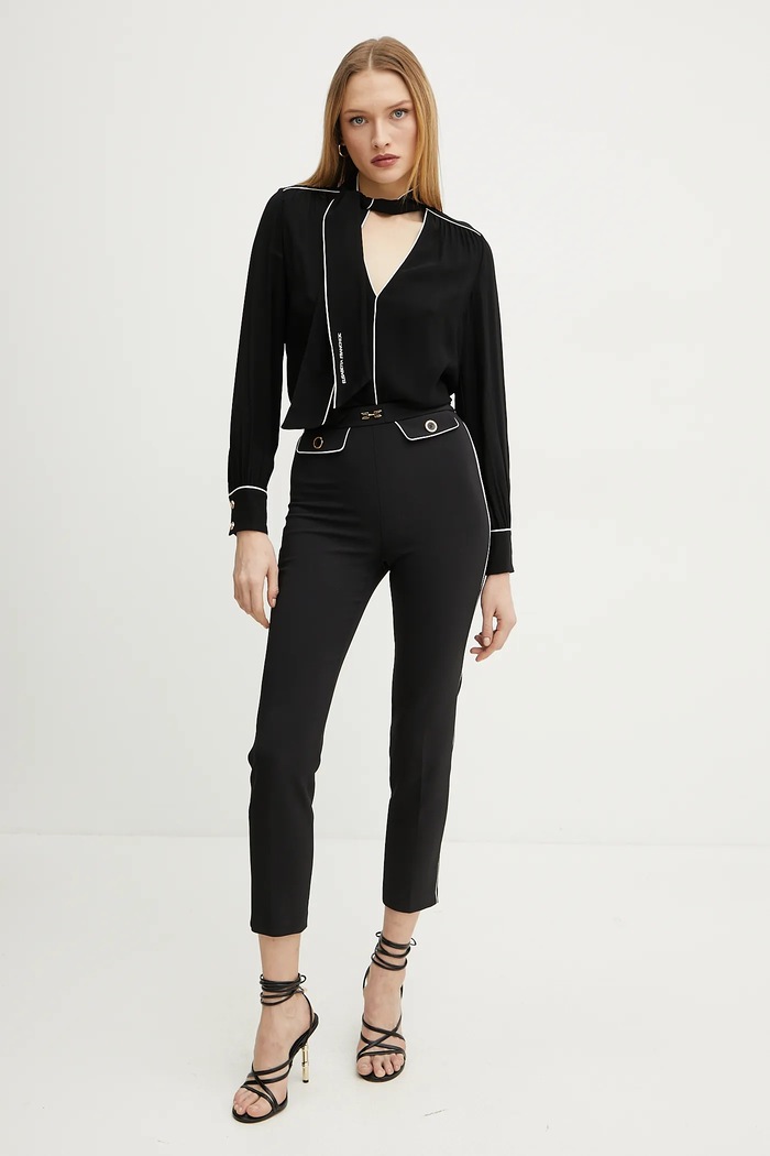 Kalhoty Elisabetta Franchi PAT7151E2 černá SS25