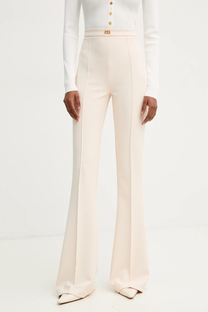 Kalhoty Elisabetta Franchi zvonový béžová PA07951E2