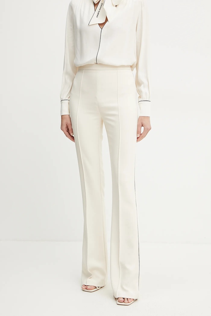 Kalhoty Elisabetta Franchi zvonový béžová PA08451E2