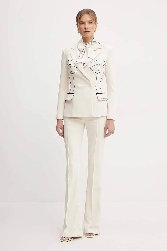 Kalhoty Elisabetta Franchi PA08451E2 béžová SS25