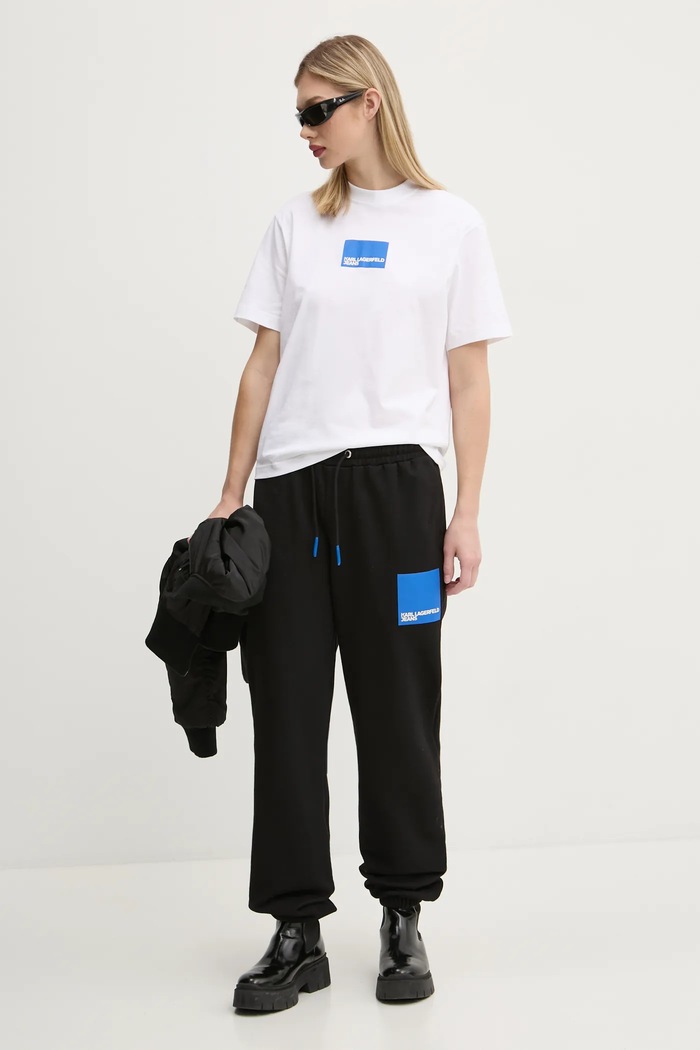 Bombažen spodnji del trenirke Karl Lagerfeld Jeans A1W10004 črna AW25
