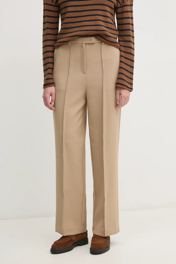 Hlače Tommy Hilfiger bez uzorka bež WW0WW43875