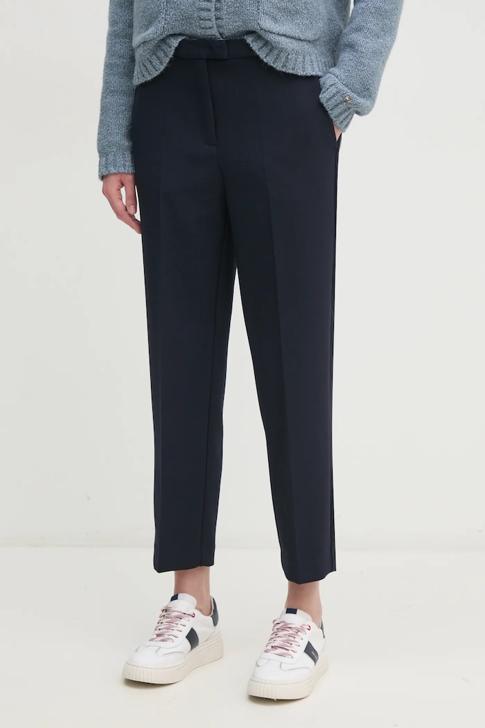 Hlače Tommy Hilfiger bez uzorka mornarsko plava WW0WW44090