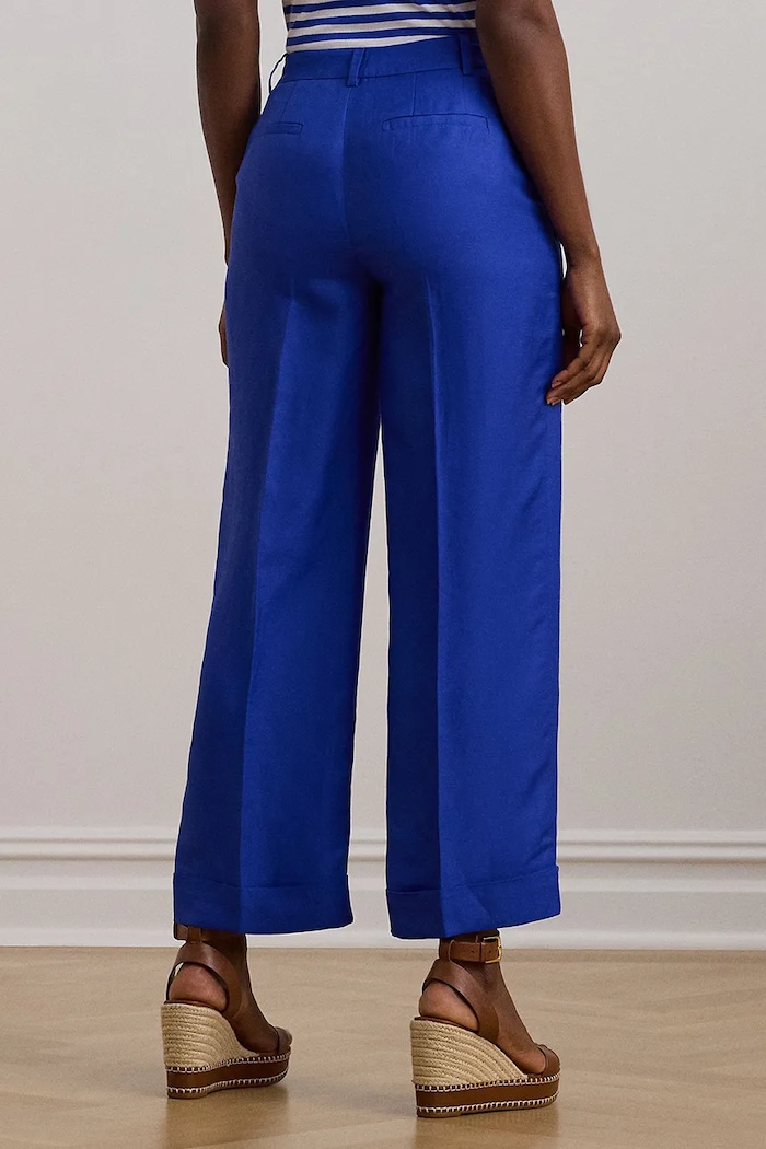 Oblečení Lněné kalhoty Lauren Ralph Lauren 200957332 modrá