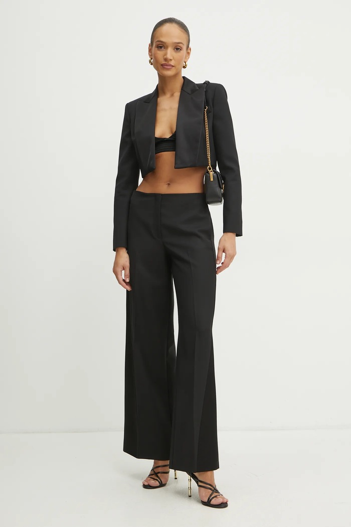 Pinko spodnie z domieszką wełny 104667.A2CN czarny SS25