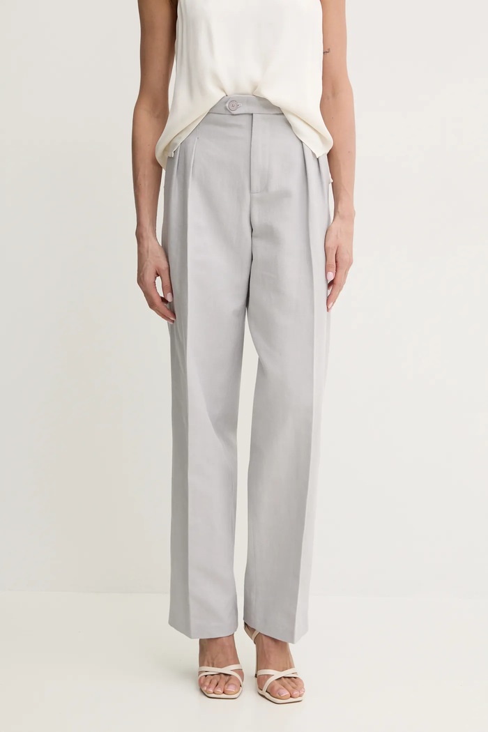 Kalhoty s příměsí lnu Twinset chinos šedá 251TP2763