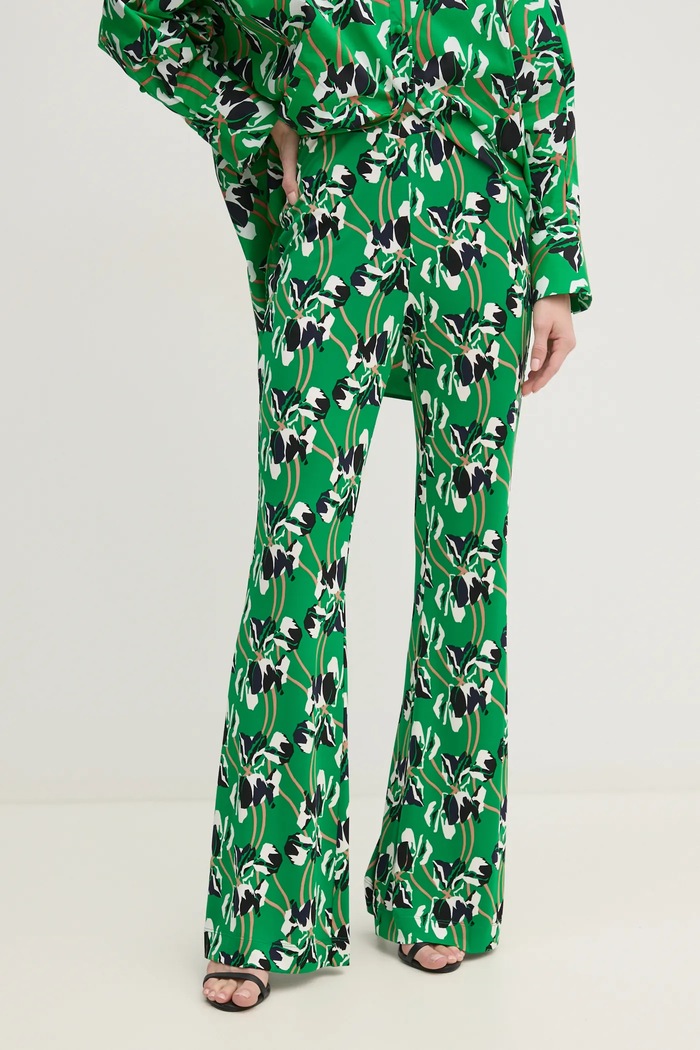 DIANE VON FURSTENBERG spodnie dzianina zielony DVFPL4S001