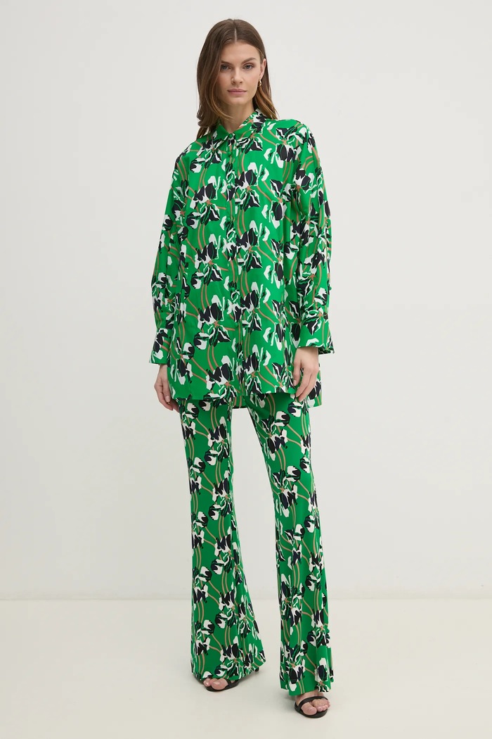 DIANE VON FURSTENBERG spodnie DVFPL4S001 zielony SS25