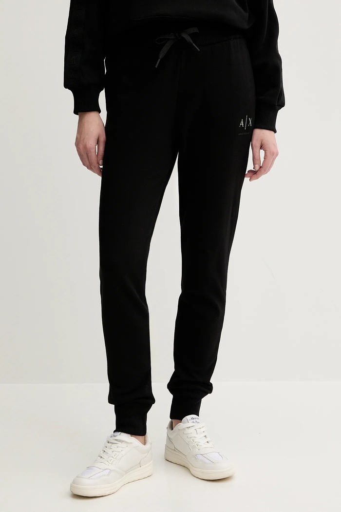 Armani Exchange spodnie dresowe bawełniane bawełna czarny XW000497.AF12739