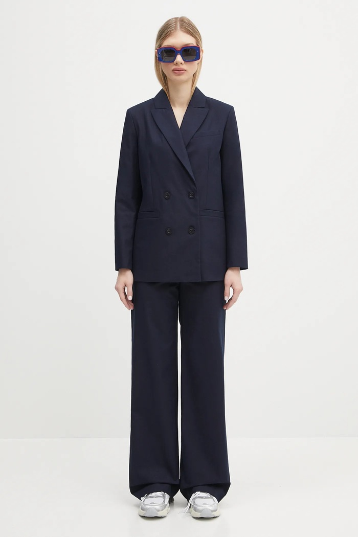 A.P.C. cotton trousers pantalon margaret COHFU.F08476 navy