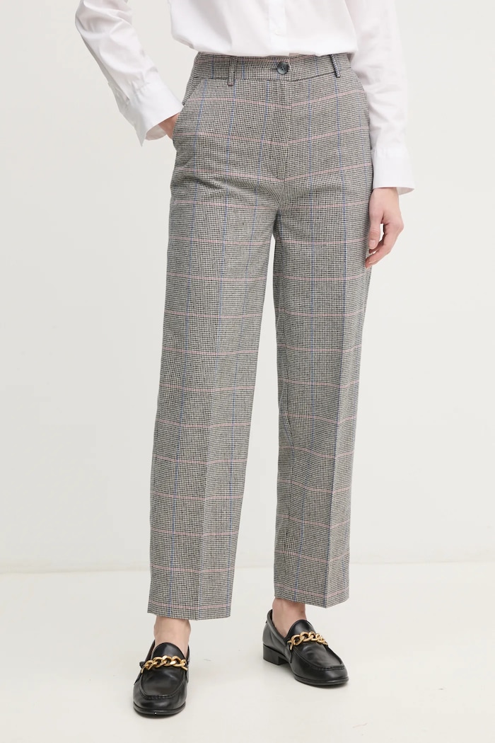 Vlněné kalhoty Pepe Jeans FLORINE chinos šedá PL211799