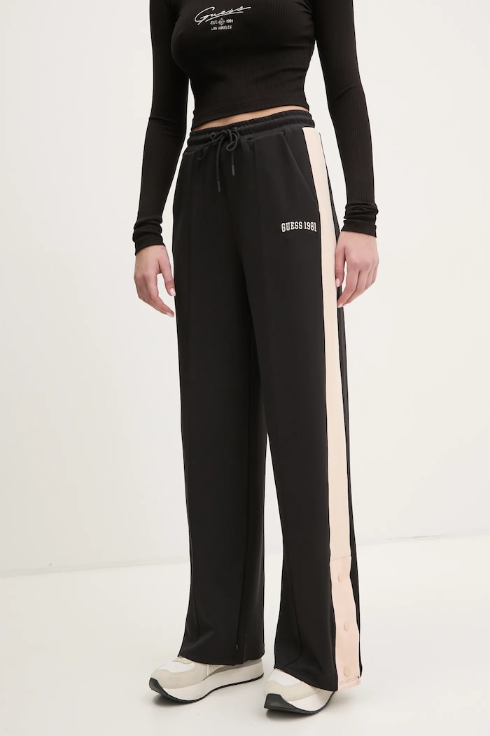 Guess pantaloni de trening SUZANNE tricotaj negru V5RB00.KCO72