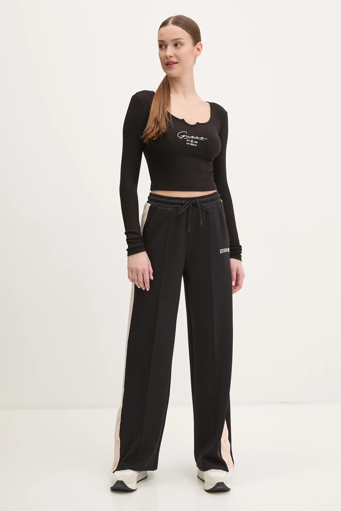 Guess pantaloni de trening SUZANNE V5RB00.KCO72 negru SS25