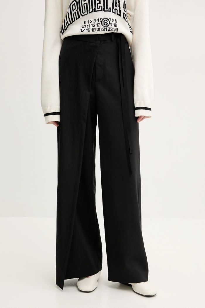 MM6 Maison Margiela Vlněné kalhoty MM6 Maison Margiela černá S52KA0518