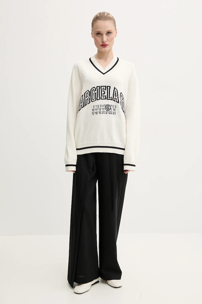 MM6 Maison Margiela Vlněné kalhoty MM6 Maison Margiela S52KA0518 černá SS25