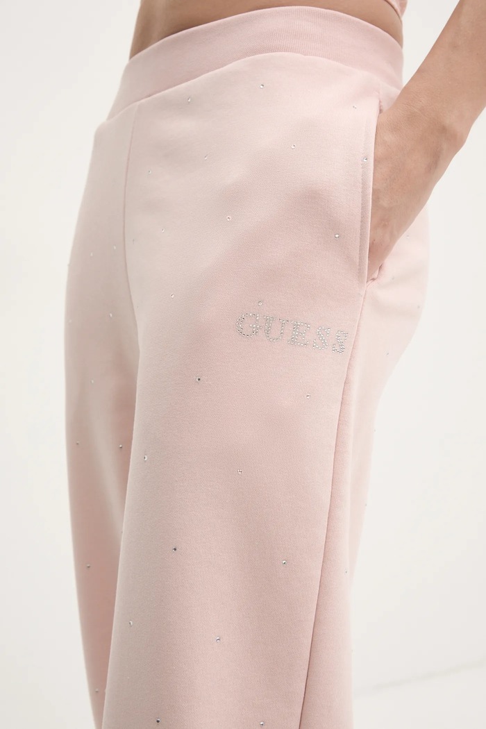 Guess pantaloni della tuta RHINESTONES rosa V5RB08.KCLJ0