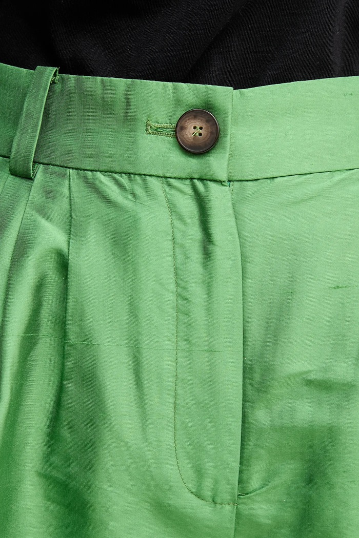 Luisa Spagnoli pantaloni de mătase verde 542165