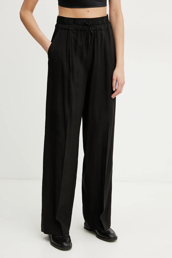 Marella pantaloni din amestec de in FRED drept negru 2513131085