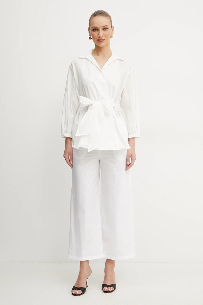 Bavlnené nohavice Marella Emme by Marella 2515131082 biela SS25