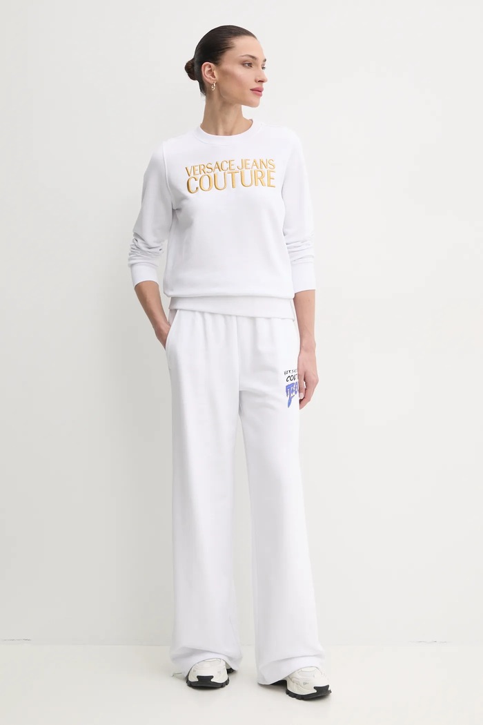 Versace Jeans Couture pamut melegítőnadrág 78HAAC07.CF00C fehér SS25
