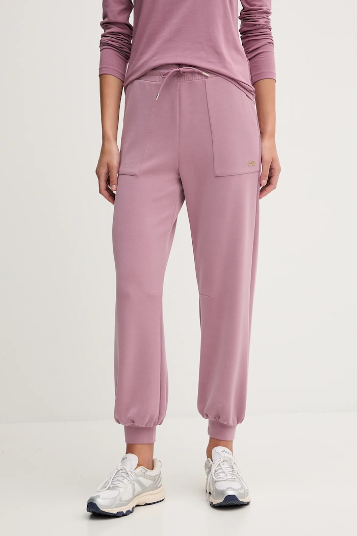 EA7 Emporio Armani tepláky dámské s modalem pletenina růžová AF12643.7W000193