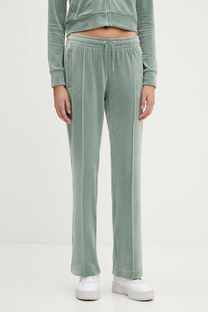 Juicy Couture spodnie dresowe aplikacja zielony JCAPW045