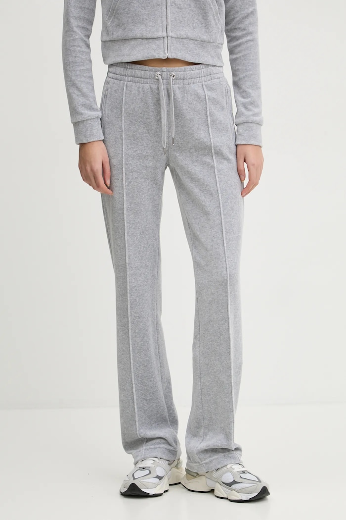 Tepláky Juicy Couture s elastanom sivá JCAPW045