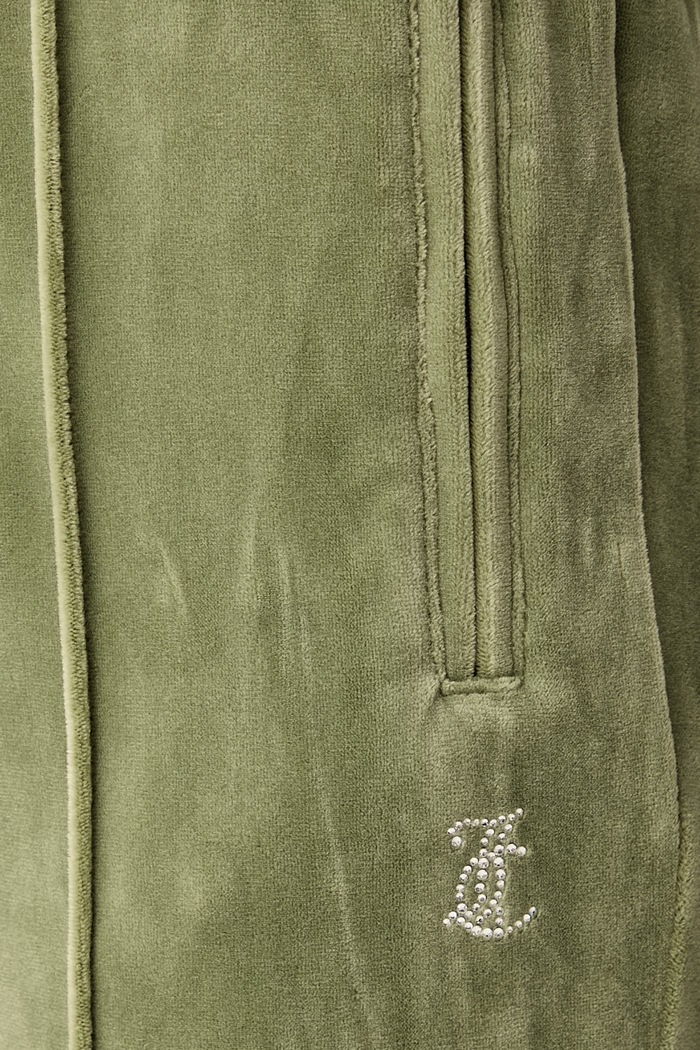 Nohavice flare dámske zamatové TINA TRACK PANT Juicy Couture JCAPW045 zelená