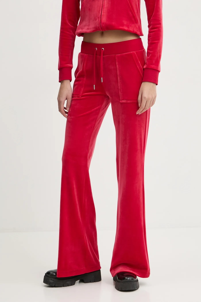 Juicy Couture παντελόνι επίσημο γυναικείο LAYLA POCKET LR πλεκτό ύφασμα κόκκινο JCSEBJ001