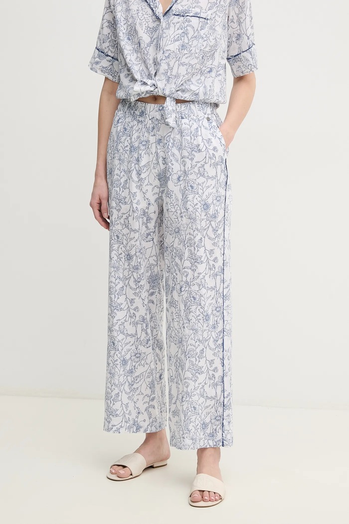 Ľanové nohavice Pepe Jeans DUANA ľan biela PL211818