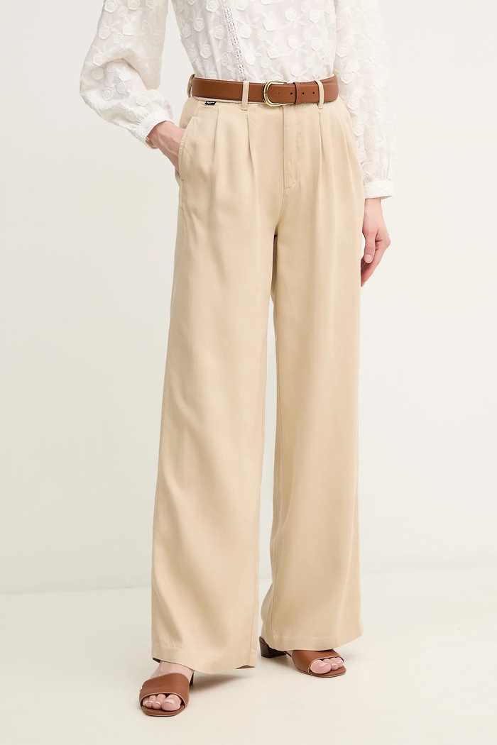 Kalhoty Pepe Jeans GOA high béžová PL211834
