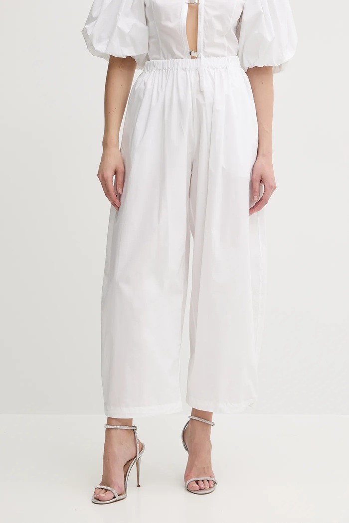 Pinko pantaloni in cotone alta bianco 105210.A2LD