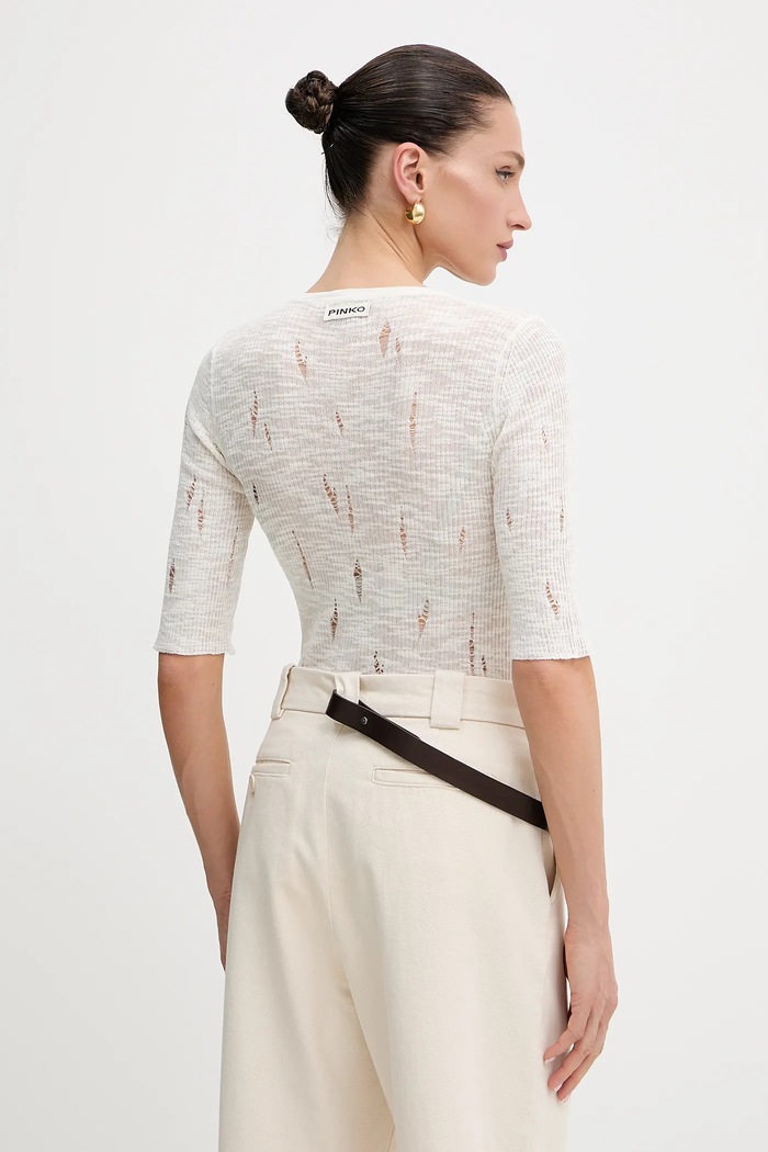Pinko pantaloni de bumbac REIMAGINE by Patrick Mcdowell bej 105071.A2JP