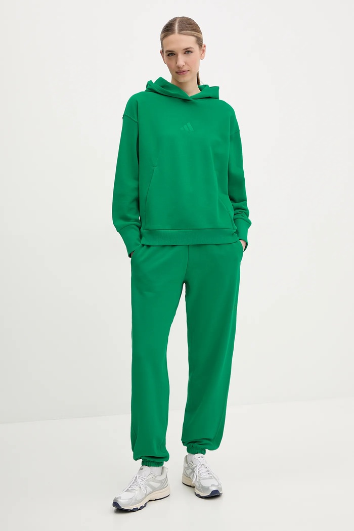 Bavlněné tepláky adidas ALL SZN JD4724 zelená SS25