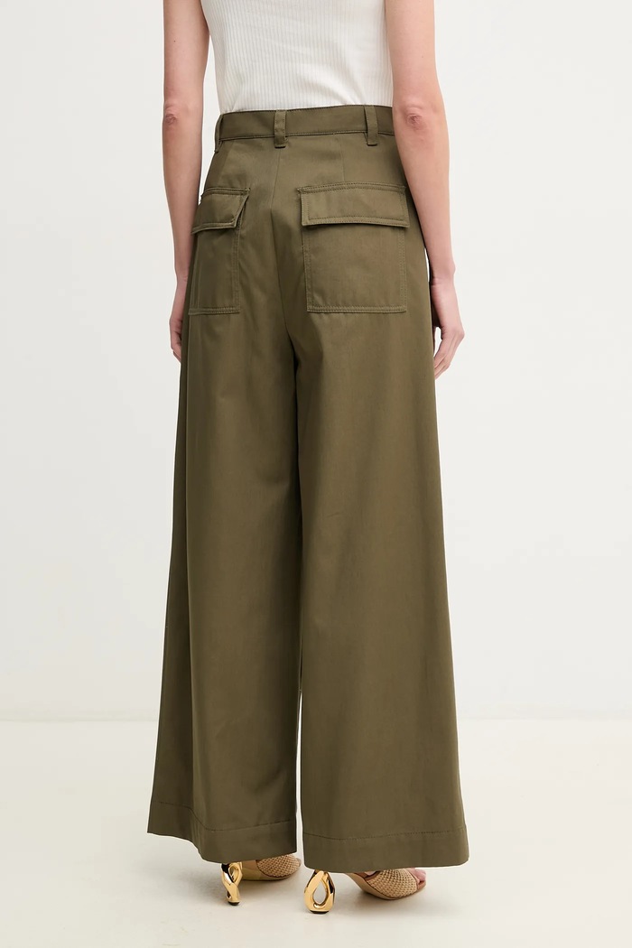 Odzież Weekend Max Mara spodnie bawełniane 2515131121600 zielony