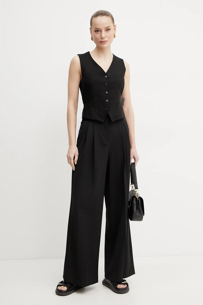 Weekend Max Mara spodnie z domieszką kaszmiru 2515131131600 czarny SS25
