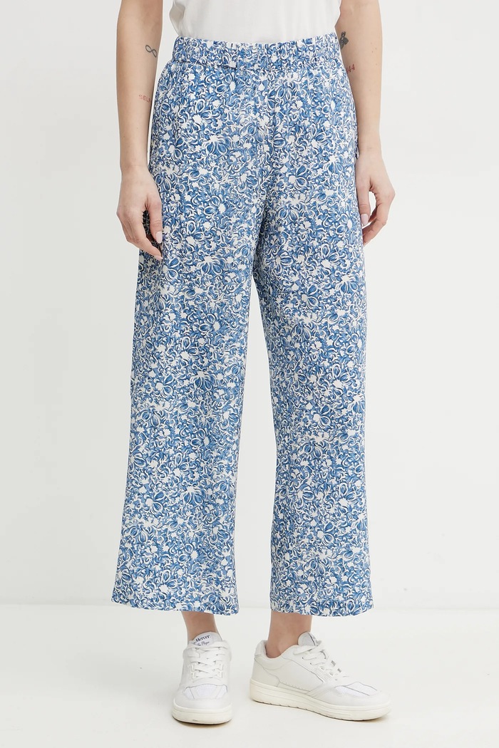 Weekend Max Mara spodnie jedwabne tkanina niebieski 2515131082600