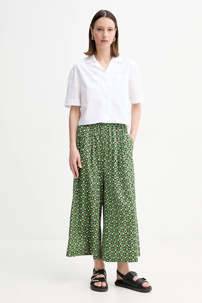Βαμβακερό παντελόνι Weekend Max Mara 2515131102600 πράσινο SS25
