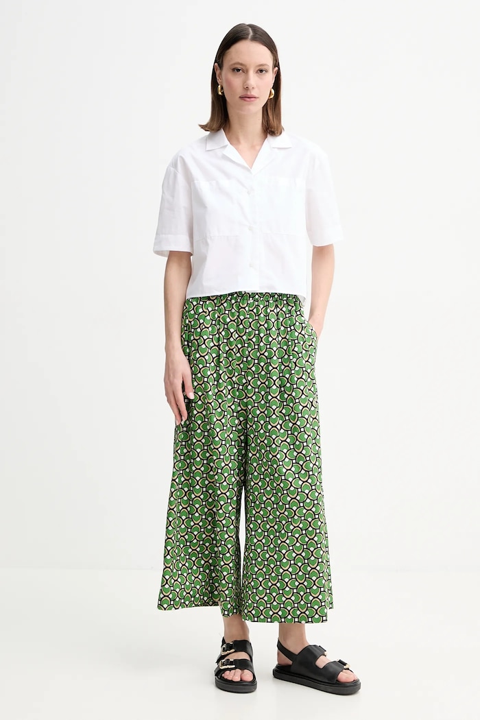 Βαμβακερό παντελόνι Weekend Max Mara 2515131102600 πράσινο SS25