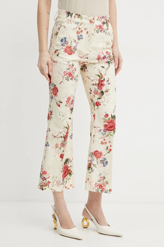 Weekend Max Mara spodnie wzorzyste beżowy 2515131122600