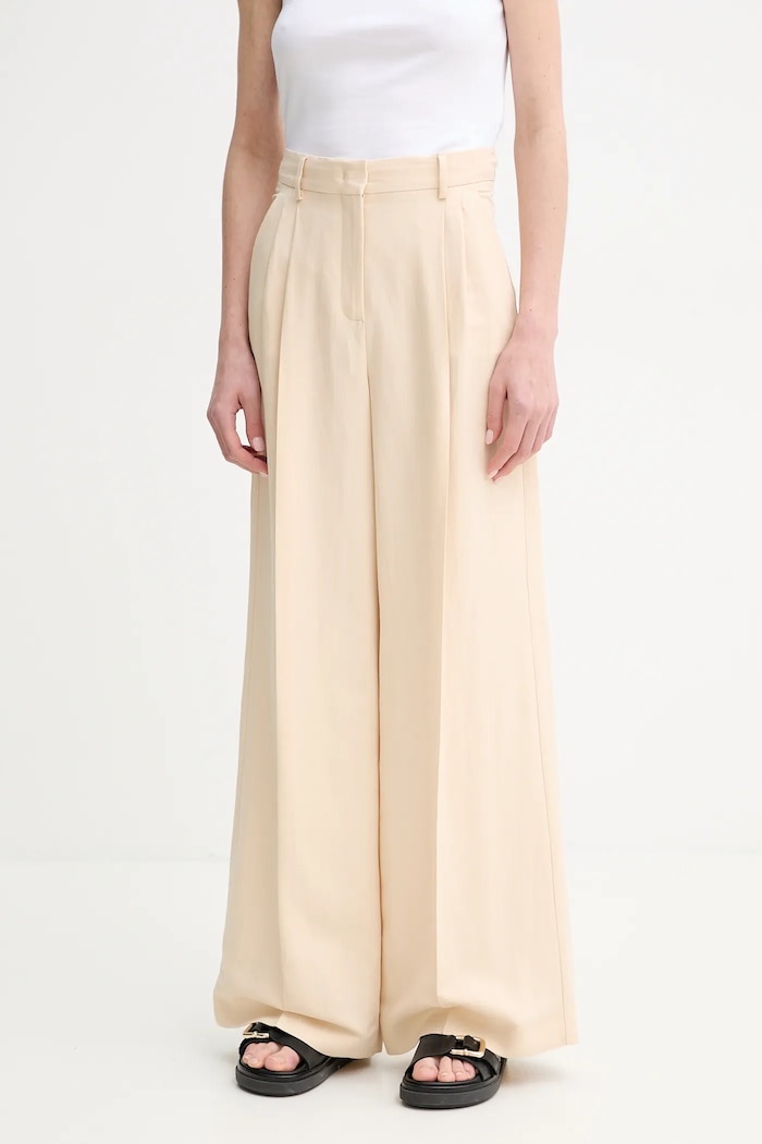Панталон с лен Weekend Max Mara с лен бежов 2515131132600