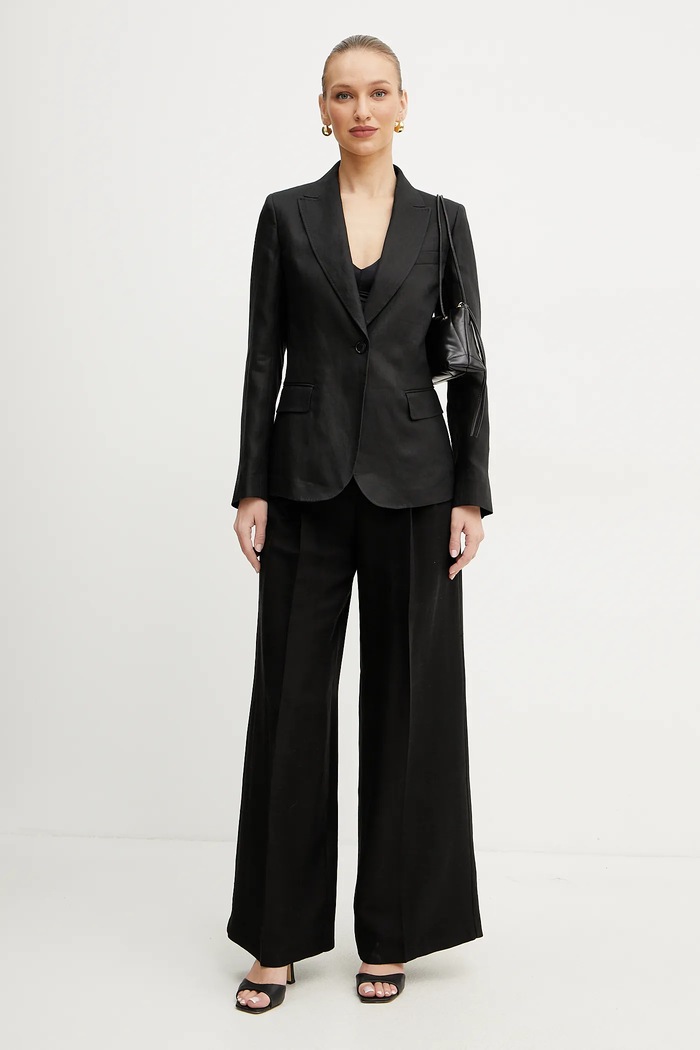 Панталон с лен Weekend Max Mara 2515131132600 черен SS25
