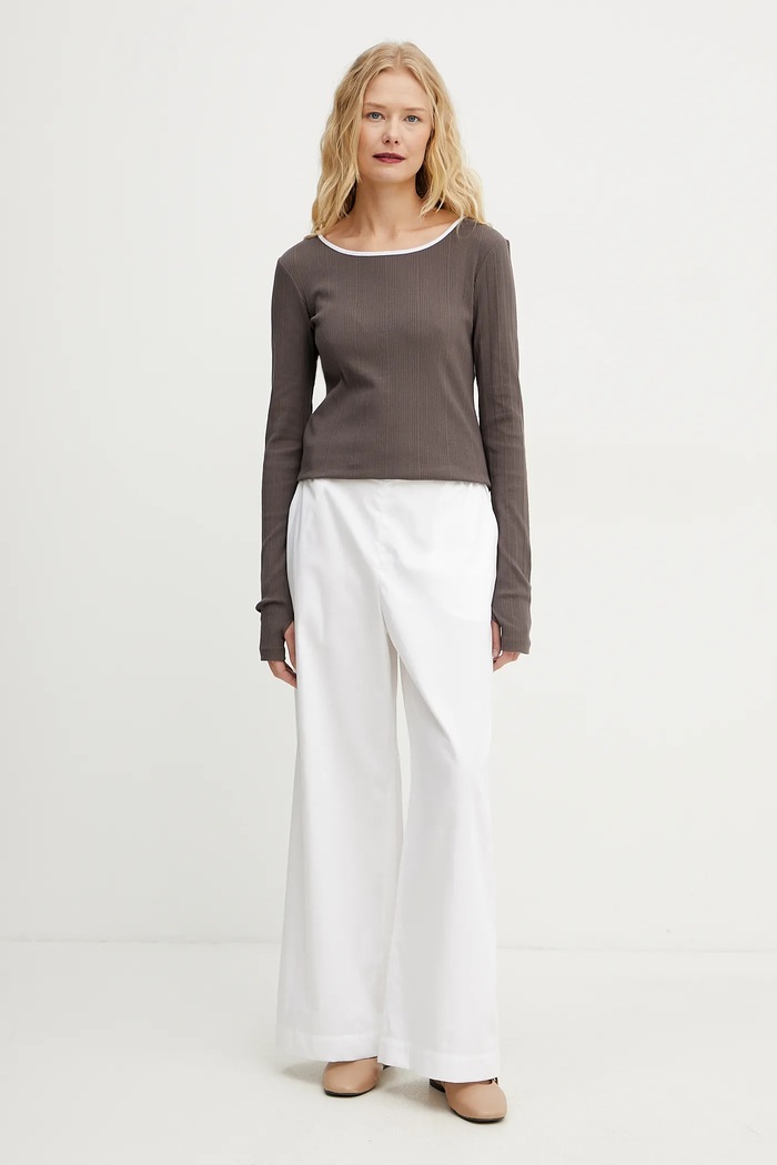 Bavlněné kalhoty MM by Max Mara 2516131017600 bílá SS25