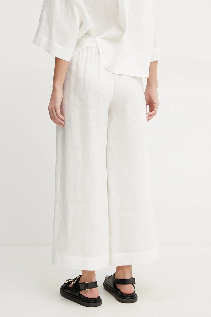 Odzież MM by Max Mara spodnie lniane 2516131018600 biały