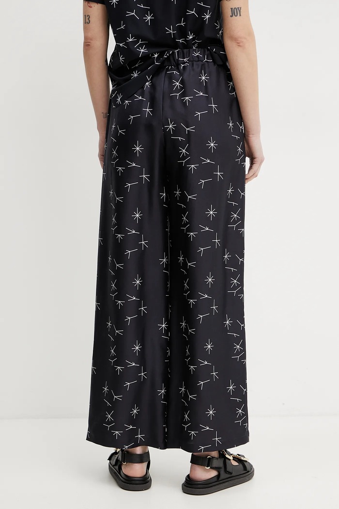 Odzież MM by Max Mara spodnie jedwabne 2516131027600 granatowy