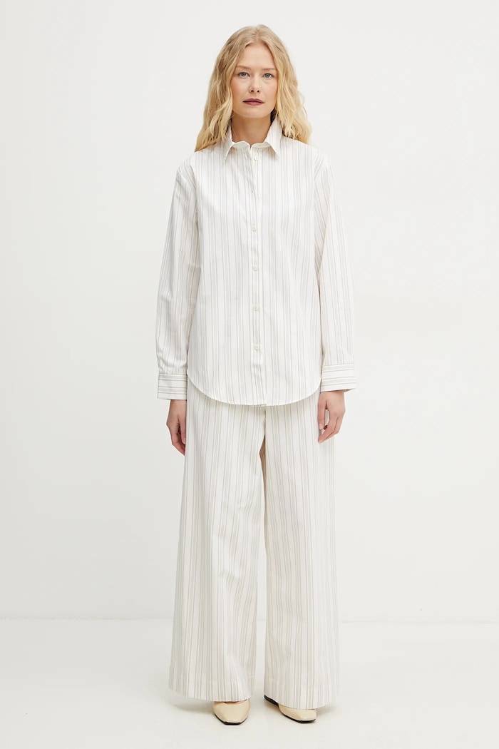 Odzież MM by Max Mara spodnie bawełniane 2516131028600 beżowy