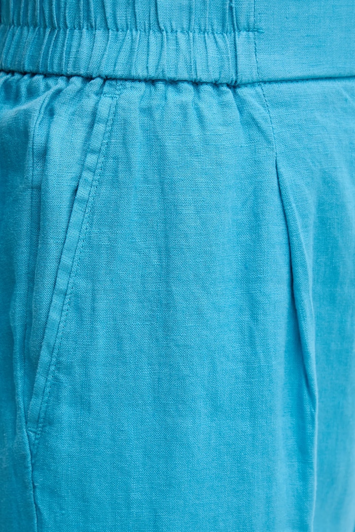 Lněné kalhoty United Colors of Benetton modrá 4AGH558X5