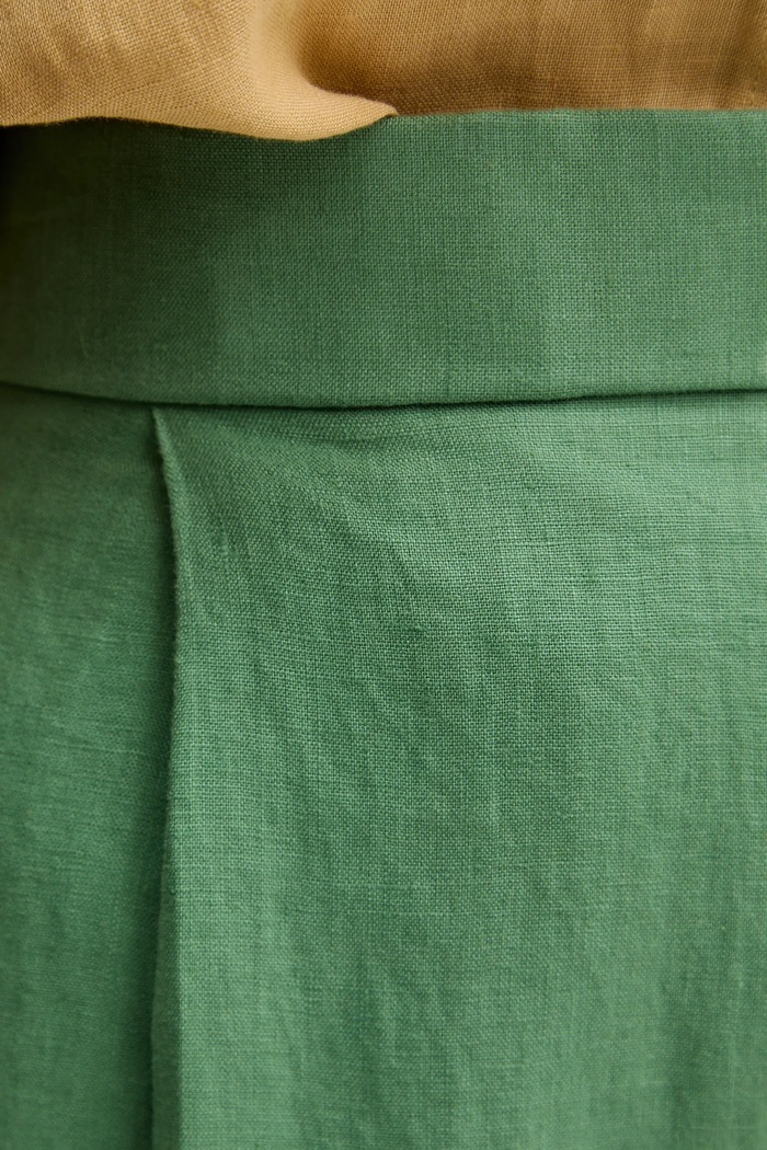 United Colors of Benetton spodnie lniane zielony 4AGHDF08L