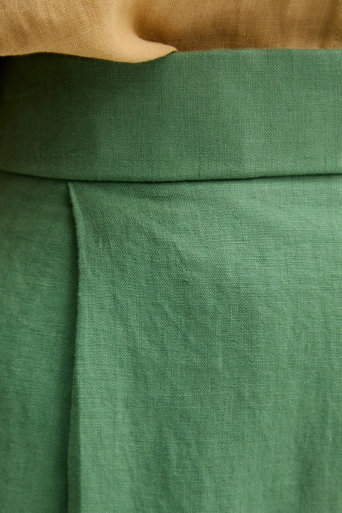 United Colors of Benetton spodnie lniane zielony 4AGHDF08L